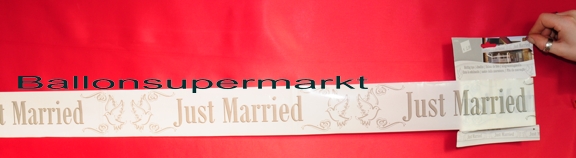 Absperrband, Grenzband, Zierband, Dekorationsband Hochzeit, Just Married