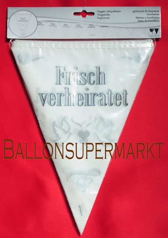Dekoration zur Hochzeit, Wimpelkette, Girlande mit Wimpeln, Frisch verheiratet
