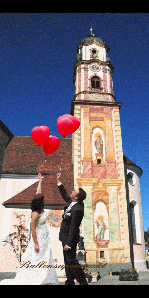 Hochzeitspaar mit 40 cm Herzluftballons